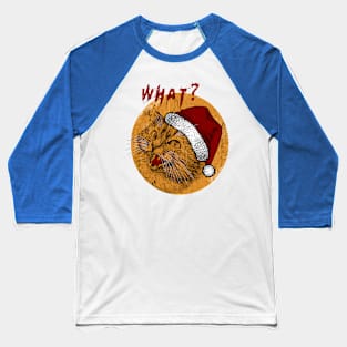 Cat What? Christmas Funny Baseball T-Shirt